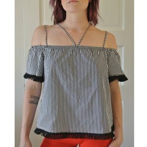 Up-cycled Stripe Top with Added Fringe